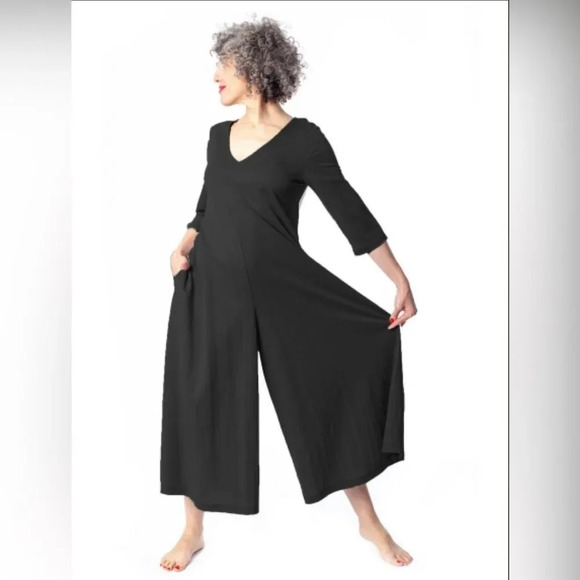 Alembika Knit V-Neck oversized Jumpsuit wide leg sz 4 / XL - Picture 12 of 12